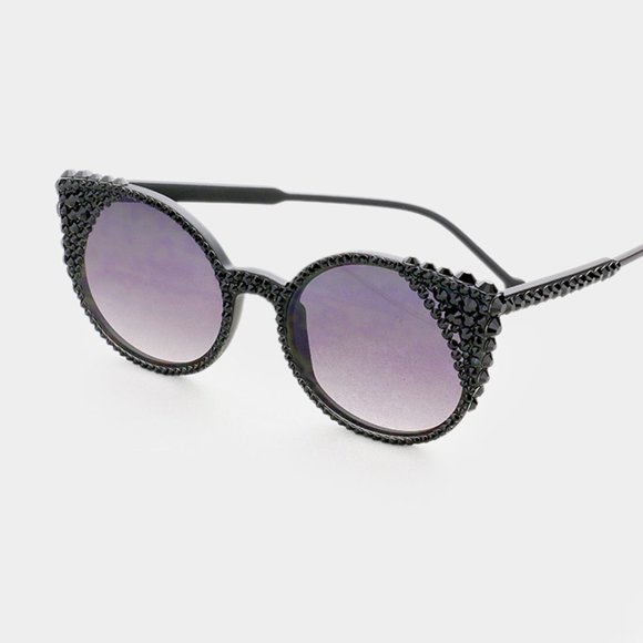 Crystal Embellished Cat Eyes Sunglasses